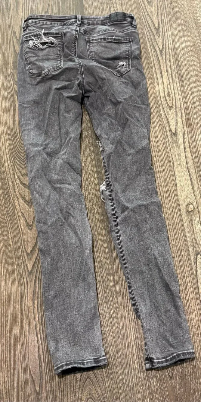 American Eagle Outfitters Women's Ripped Super Hi-Rise Jegging Dark Grey Size 4